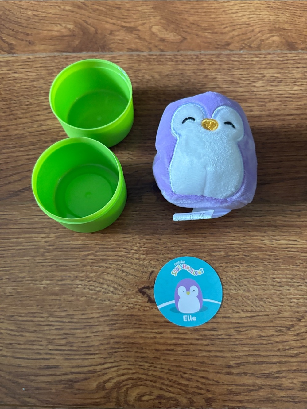 Micro Squishmallows Purple Penguin Plush with Green Carry Capsule